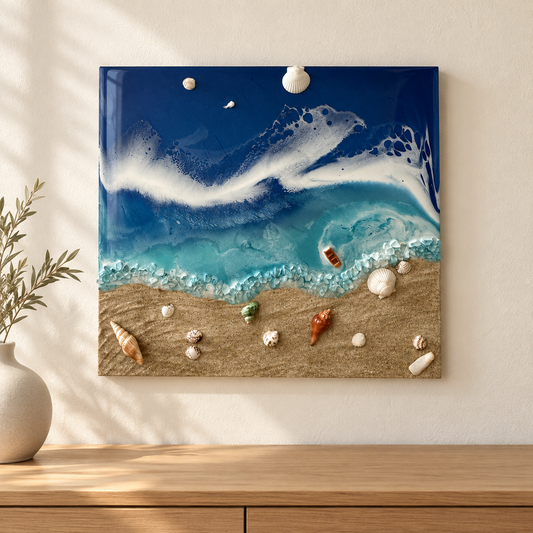 Epoxidový obraz Příliv – 50 × 50 cm