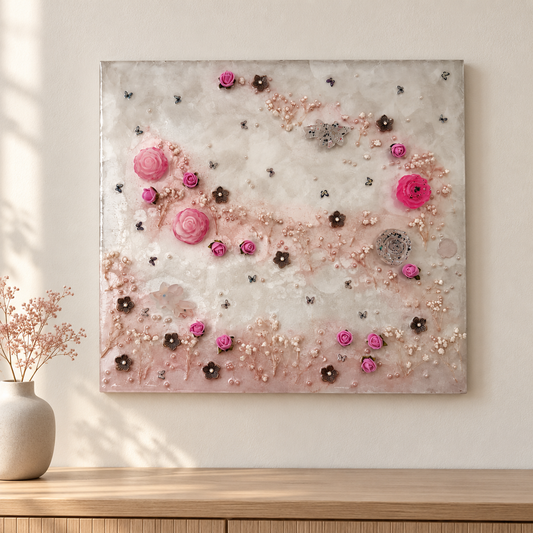 Epoxidový obraz Rozkvetlá něha – 50 × 50 cm